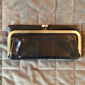 HOBO Rachel Wallet with Distressed Black Leather